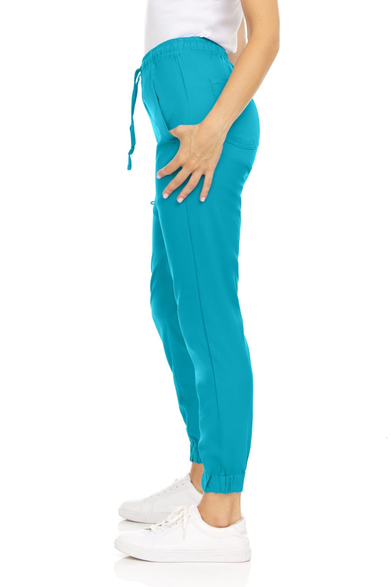 MediChic Women's Scrub Jogger Pants â€“ 4 Pockets, 4-Way Stretch, Moisture-Wicking, Anti-Wrinkle, Elastic Waistband Teal - Image 4